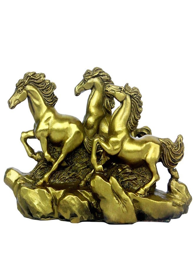 BRASSTAR Brass Feng Shui Three Galloping Horses Statue 5.9”(L) Home Table Decor Sculpture Wealth Career Luck Decorative Figurine Business Gift Collection PTZY006 - Image 5